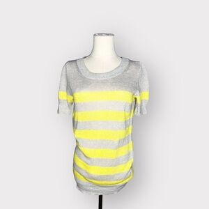 J.Crew Gray & Yellow Striped Top (Sz S)